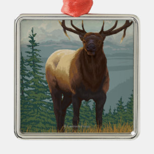 MontanaElk Szene Ornament Aus Metall