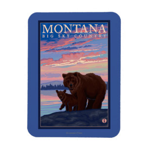 MontanaMomma Bär und Vintage Reise CUBs Magnet