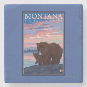 MontanaMomma Bär und Vintage Reise CUBs Steinuntersetzer