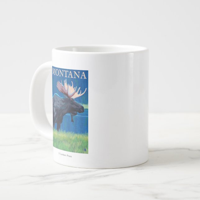 MontanaMoose Vintage Reiseplan Jumbo-Tasse (Vorderseite Links)
