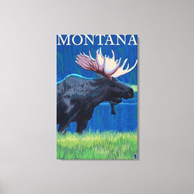 MontanaMoose Vintage Travel Poster Leinwanddruck (Vorderseite)