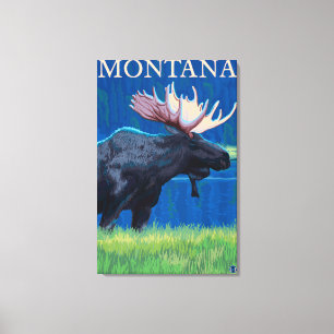 MontanaMoose Vintage Travel Poster Leinwanddruck