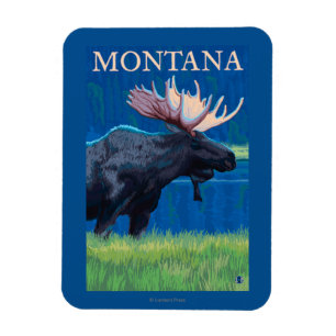 MontanaMoose Vintage Travel Poster Magnet