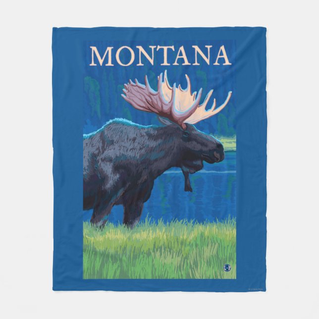 MontanaMoose Vintages Reise-Plakat Fleecedecke (Vorderseite)