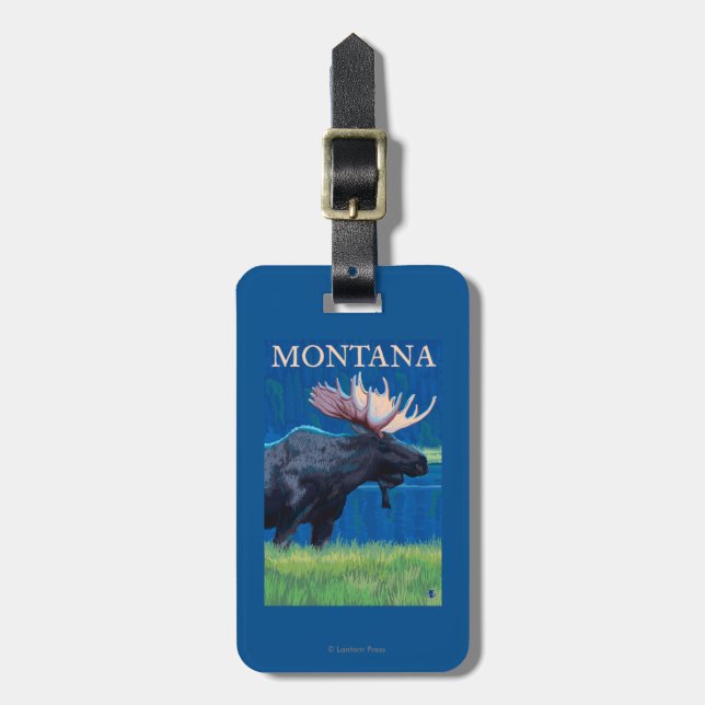 MontanaMoose Vintages Reise-Plakat Gepäckanhänger (Vorderseite vertikal)