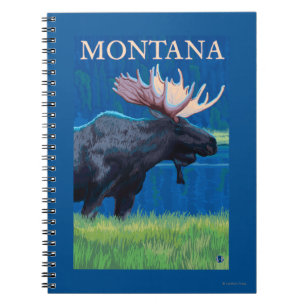 MontanaMoose Vintages Reise-Plakat Notizblock