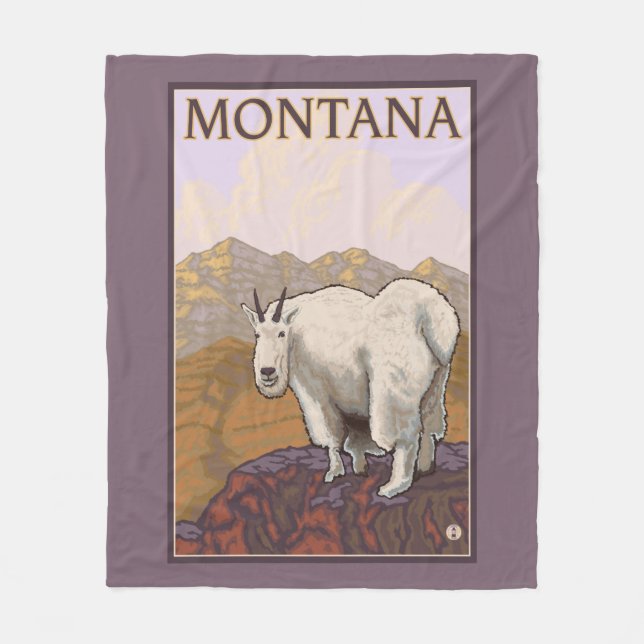 MontanaMountain Ziegen-Vintages Reise-Plakat Fleecedecke (Vorderseite)