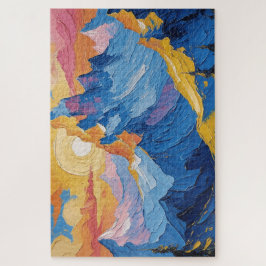 Montañas al amanecer con resplandor puzzle