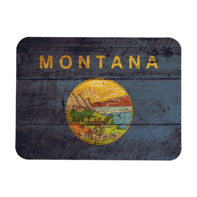 Montanflagge aus Altem Holz Magnet (Horizontal)