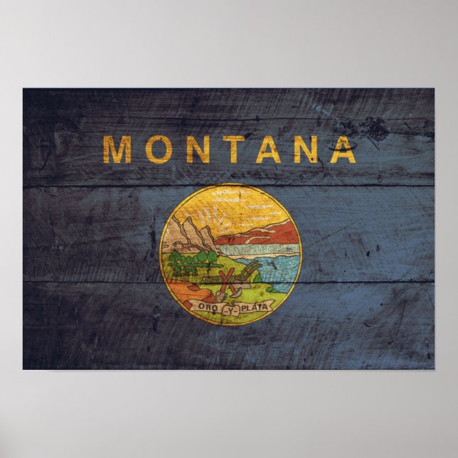 Montanflagge aus Altem Holz Poster (Vorne)