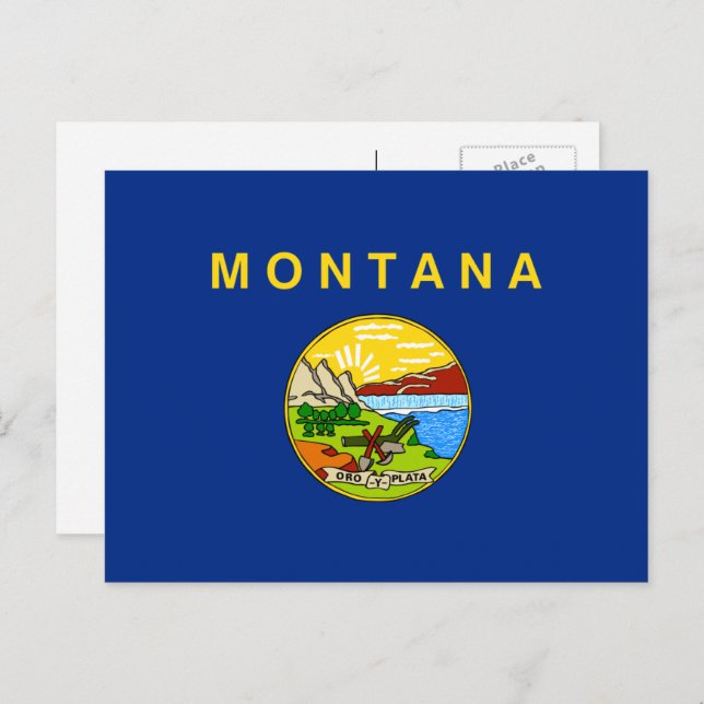 Montanische Flagge, Flagge von Montana Postkarte (Vorne/Hinten)