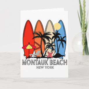 Montauk Beach New York Retro-Surfbrett Vintage Karte