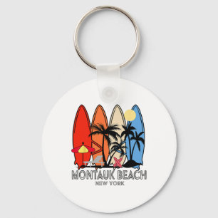 Montauk Beach New York Retro-Surfbrett Vintage Schlüsselanhänger
