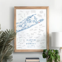 Montauk Hamptons Wedding Modern Guest Book Poster