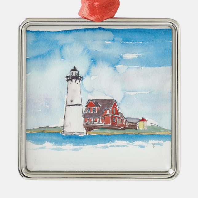 Montauk Leuchtturm Long Island Ornament Aus Metall (Vorne)