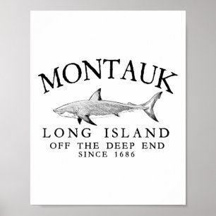 Montauk Li Off The Deep End Haifischangeln Vintage Poster