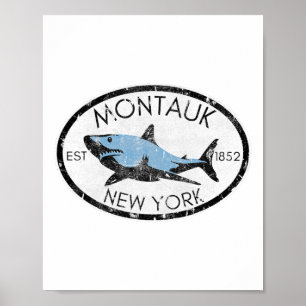 Montauk New York Angeln Hai Fisch Strand Bootfahre Poster