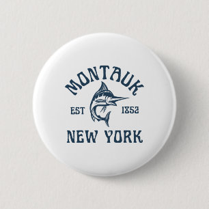 Montauk New York Fischen Marlin Reise Fisch Strand Button