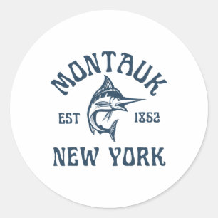 Montauk New York Fischen Marlin Reise Fisch Strand Runder Aufkleber
