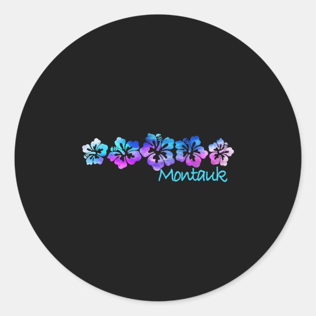 Montauk, New York Tropical Blume - Ferien Beach Runder Aufkleber (Vorderseite)