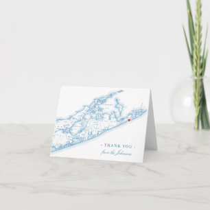 Montauk NY Map Wedding Personalisiert Dankeskarte
