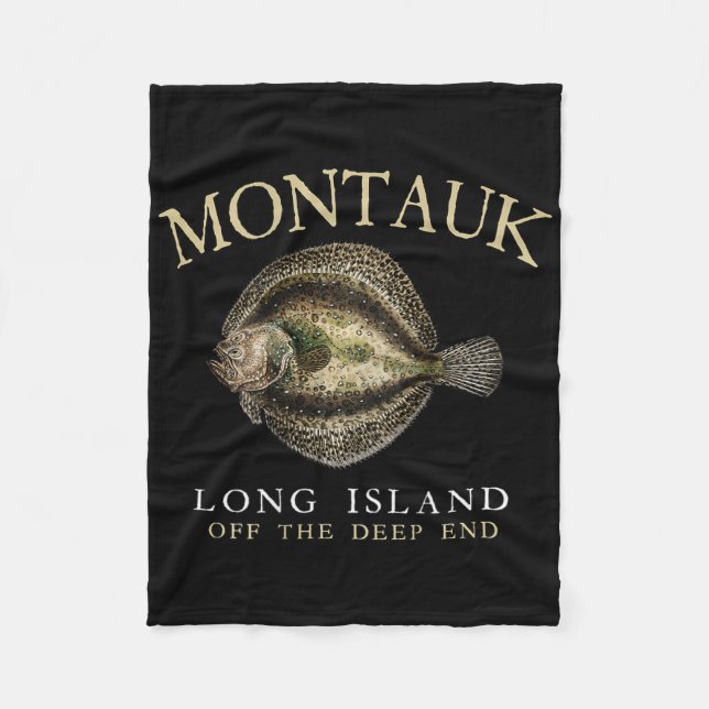 Montauk Off The Deep End Fluke Flunder Fischen Auf Fleecedecke (Vorderseite)