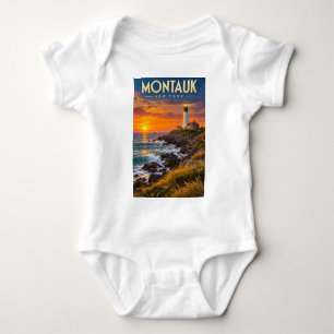 Montauk Point Leuchtturm Sonnenuntergang New York Baby Strampler