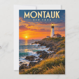 Montauk Point Leuchtturm Sonnenuntergang New York  Dankeskarte