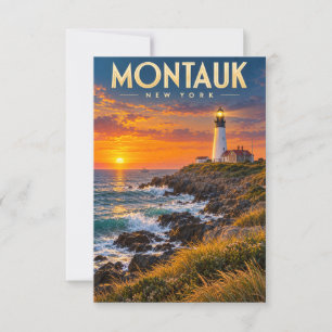 Montauk Point Leuchtturm Sonnenuntergang New York  RSVP Karte
