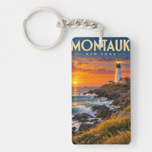 Montauk Point Leuchtturm Sonnenuntergang New York Schlüsselanhänger
