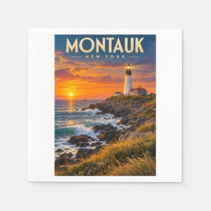 Montauk Point Leuchtturm Sonnenuntergang New York Serviette