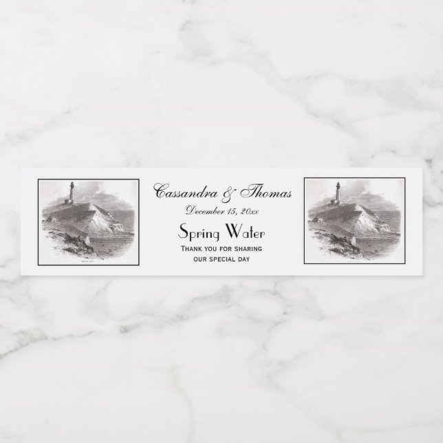 Montauk Point Lighthouse Hamptons Long Island NY Wasserflaschenetikett (Einzelnes Label)