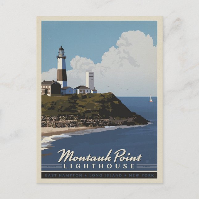 Montauk Point Lighthouse, LongIsland NY Postkarte (Vorderseite)