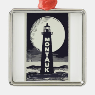 Montauk Point Lighthouse Moon Ornament Aus Metall