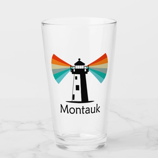 Montauk Point New York Lighthouse Rainbow Glas (Vorderseite)