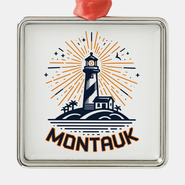 Montauk Point New York Lighthouse Sunrise Ornament Aus Metall (Vorne)