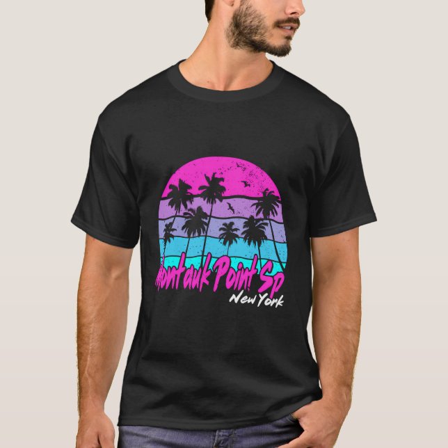 Montauk Point Sp New York Ny Vacation Beach Surf P T-Shirt (Vorderseite)