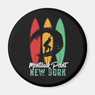 Montauk Point Strand New York Vintage Retro Surfen Magnet