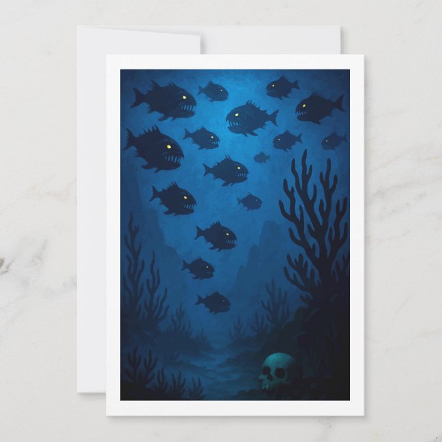 Montauk Salvage Co. Piranha Card 12x18 Save The Date (Vorderseite)