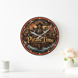 Montauk Salvage Co. Pirate Time Wall Clock Große Wanduhr