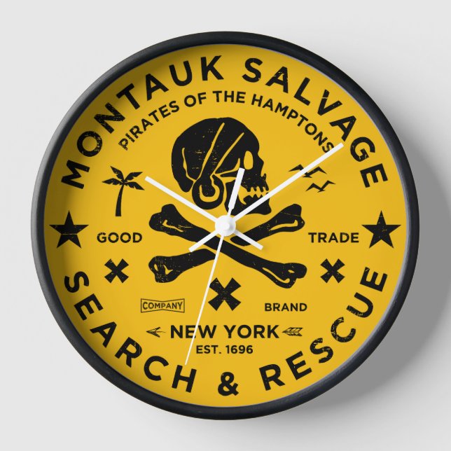 Montauk Salvage Co. Pirate Wall Clock v2 Uhr (Vorderseite)