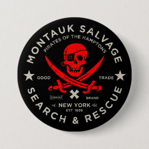 Montauk Salvage Co. Red Pirate Button