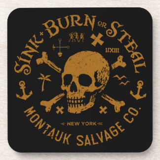 Montauk Salvage Co / Sink, Burn Or Steal Kissen Getränkeuntersetzer