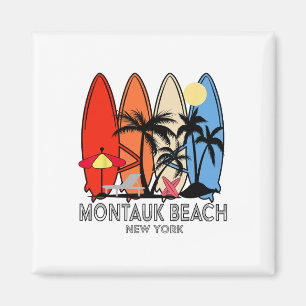 Montauk Strand New York Retro-Surfbrett Vintage Magnet