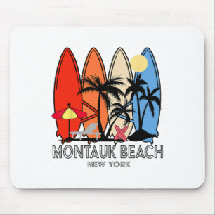 Montauk Strand New York Retro-Surfbrett Vintage Mousepad