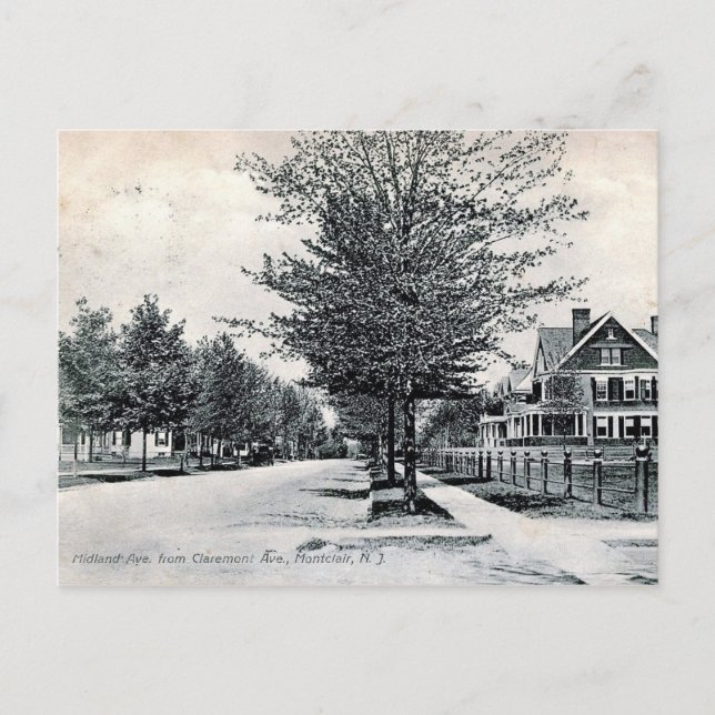 Montclair, New Jersey, Midland Ave View Vintag Postkarte (Vorderseite)