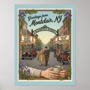 Montclair NJ Bloomfield Avenue Vintage Poster