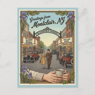 Montclair NJ Bloomfield Avenue Vintage Postkarte