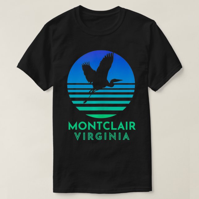 Montclair Virginia Heron Blue Sunset T-Shirt (Design vorne)