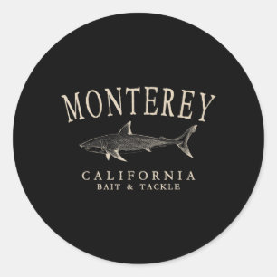 Monte California Shark Retro Elfenbein Kunstfische Runder Aufkleber